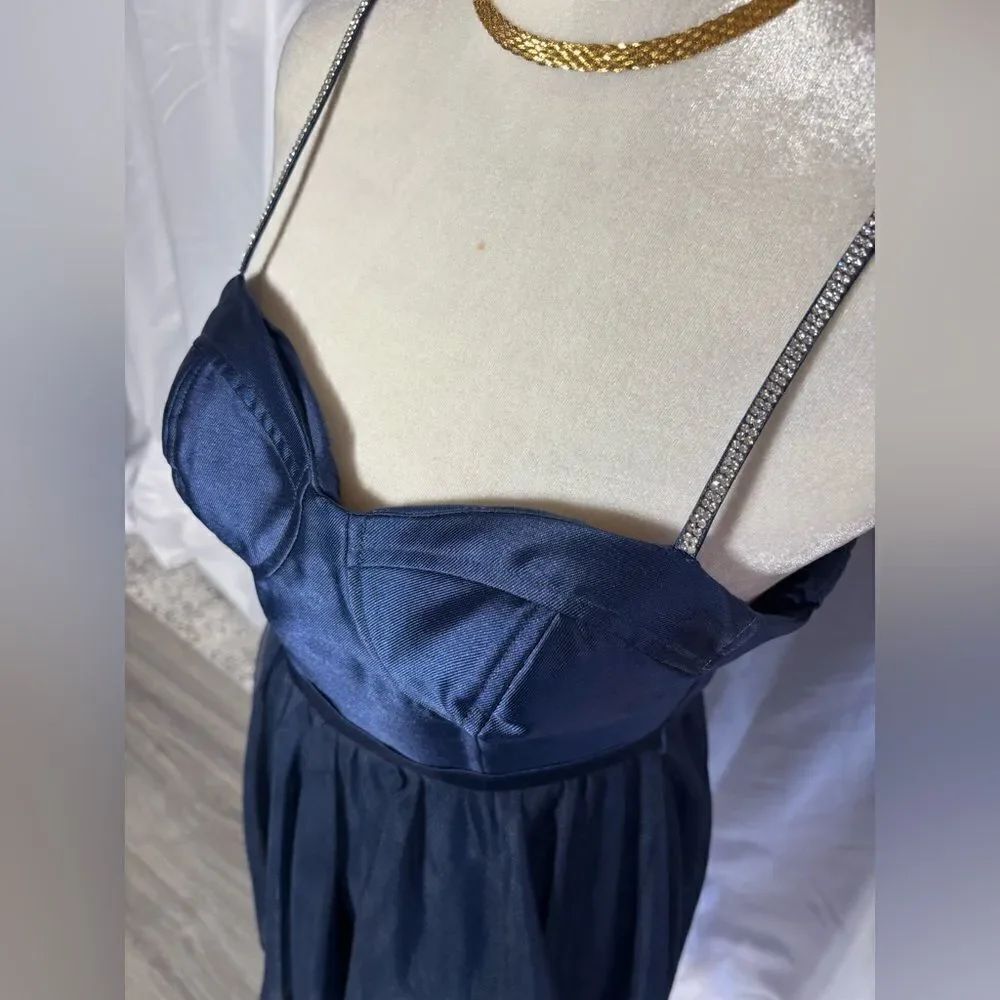 0 City Vibe Navy Blue Spaghetti Strap High Low Dress EPC Size 0